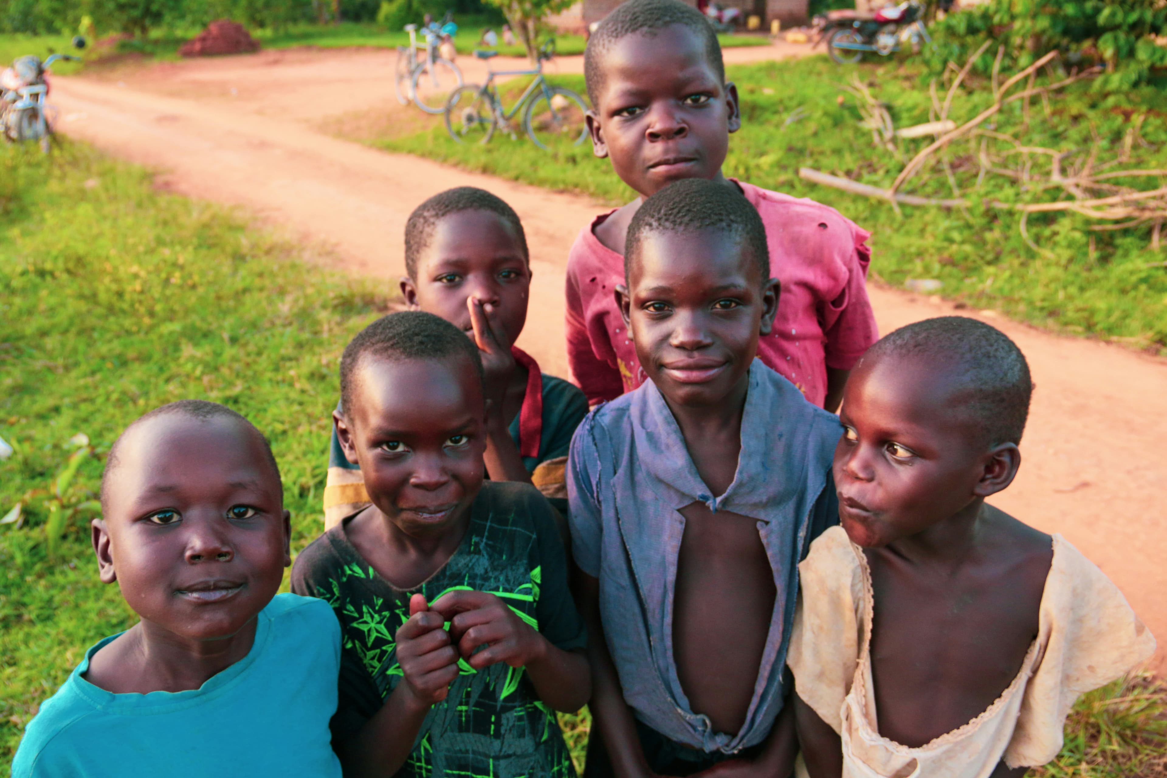 Children smiling together during a foundation activity